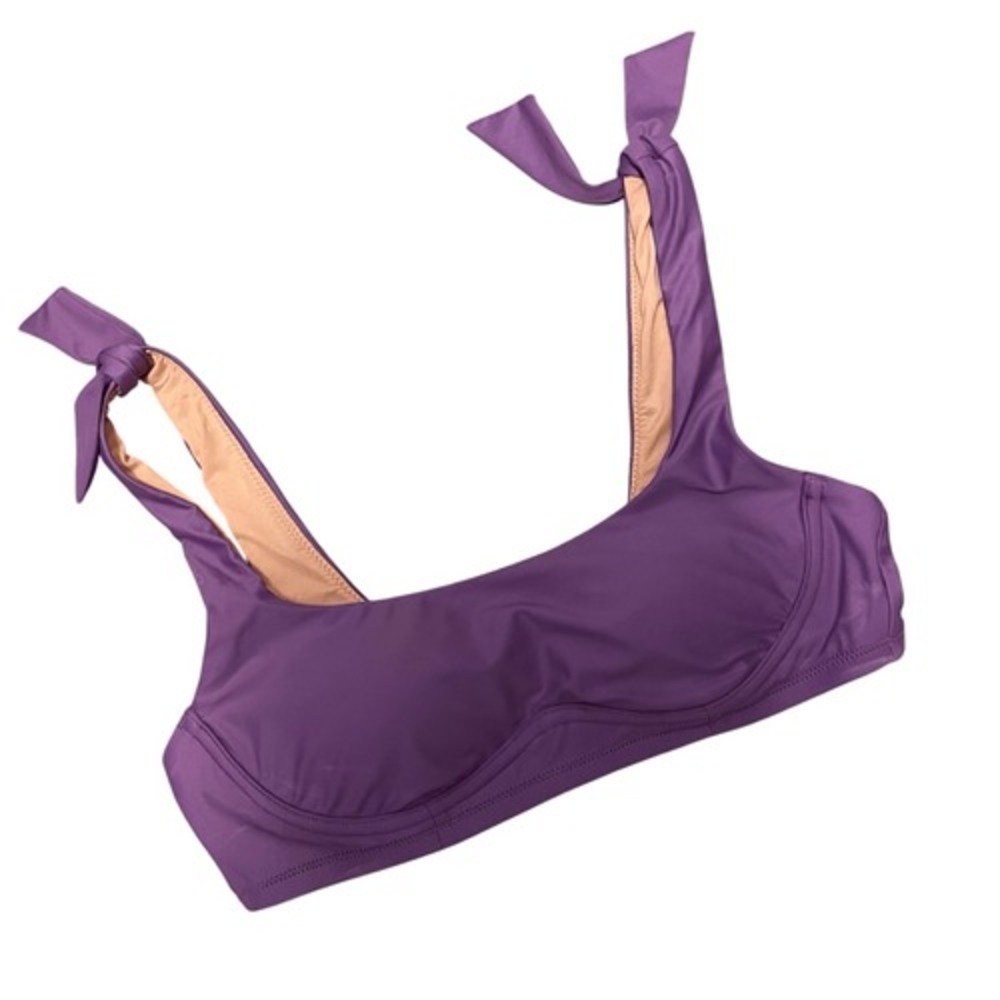 J.Crew Re-Imagined Purple Underwire Tie-Shoulder Bikini Top Size M NEW